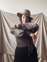 Load image into Gallery viewer, POET - reversible wrap-around top - Chocolate Brown with Hibiscus