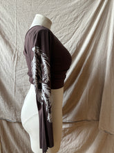 Load image into Gallery viewer, PHOENIX wrap-around top with fringe- Chocolate Brown with Feathers