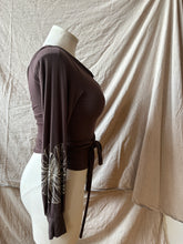 Load image into Gallery viewer, POET - reversible wrap-around top - Chocolate Brown with Hibiscus