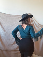 Load image into Gallery viewer, PHOENIX wrap-around top with fringe in Teal