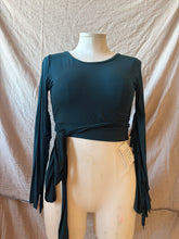 Load image into Gallery viewer, PHOENIX wrap-around top with fringe in Teal
