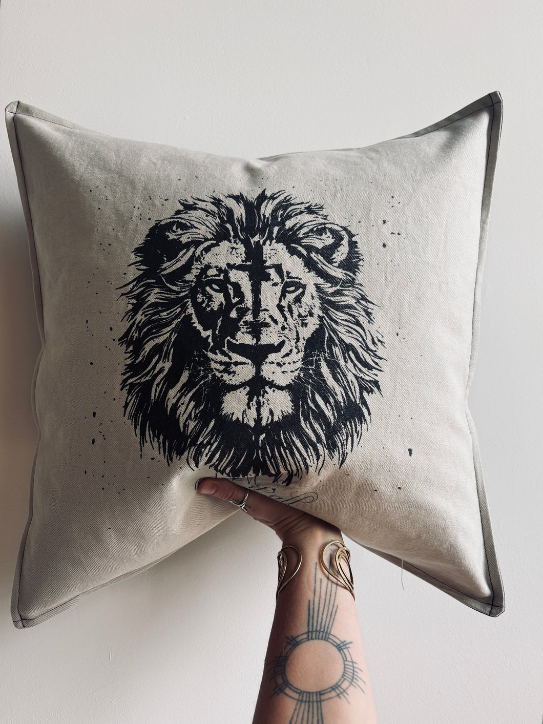 LION neutral throw pillow case