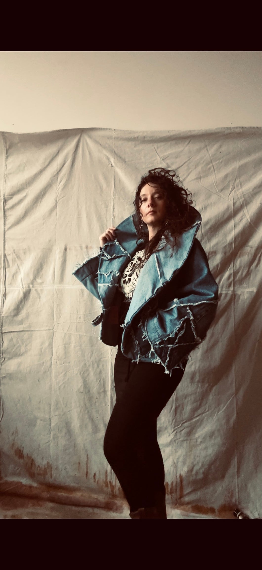 one-of-a-kind REVERE reclaimed denim coat