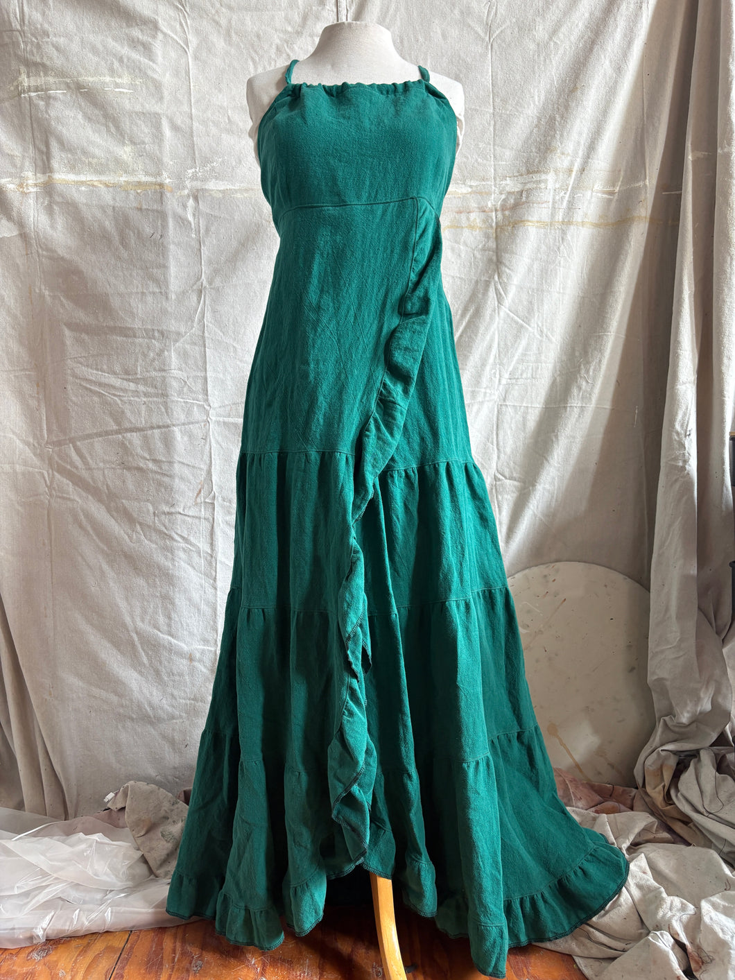 OPHELIA - Emerald linen & organic cotton blend