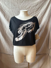 Load image into Gallery viewer, JOY - relaxed "T-shirt" design- Black with Feathers
