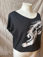Load image into Gallery viewer, JOY - relaxed "T-shirt" design- Black with Feathers

