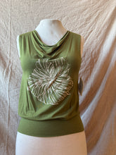 Load image into Gallery viewer, SUMMER DAZE tank - Moss with Hibiscus
