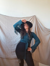 Load image into Gallery viewer, PHOENIX wrap-around top with fringe in Teal
