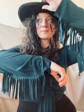 Load image into Gallery viewer, PHOENIX wrap-around top with fringe in Teal
