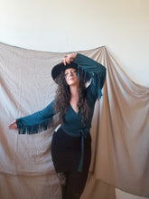 Load image into Gallery viewer, PHOENIX wrap-around top with fringe in Teal
