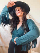 Load image into Gallery viewer, PHOENIX wrap-around top with fringe in Teal
