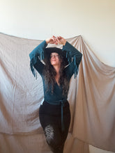 Load image into Gallery viewer, PHOENIX wrap-around top with fringe in Teal
