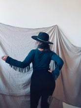 Load image into Gallery viewer, PHOENIX wrap-around top with fringe in Teal
