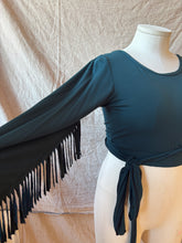 Load image into Gallery viewer, PHOENIX wrap-around top with fringe in Teal
