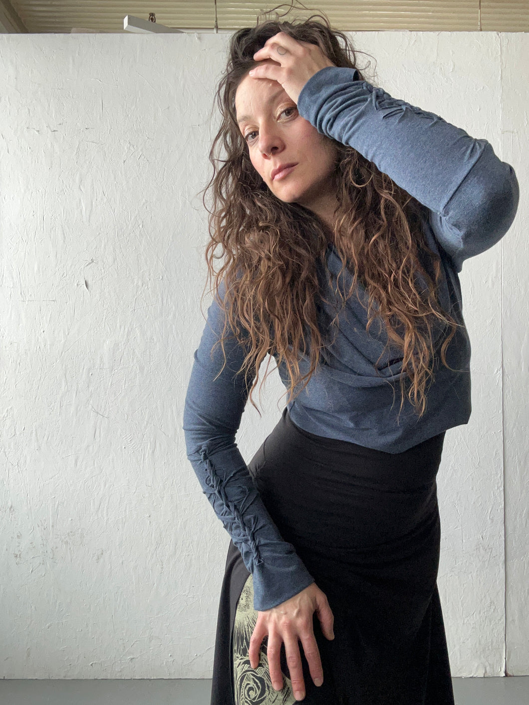 LUNAR shrug - denim blue w/ archer cuffs