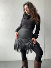 Load image into Gallery viewer, LUNAR QUEEN shrug - black bamboo fleece
