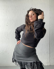 Load image into Gallery viewer, LUNAR QUEEN shrug - black bamboo fleece
